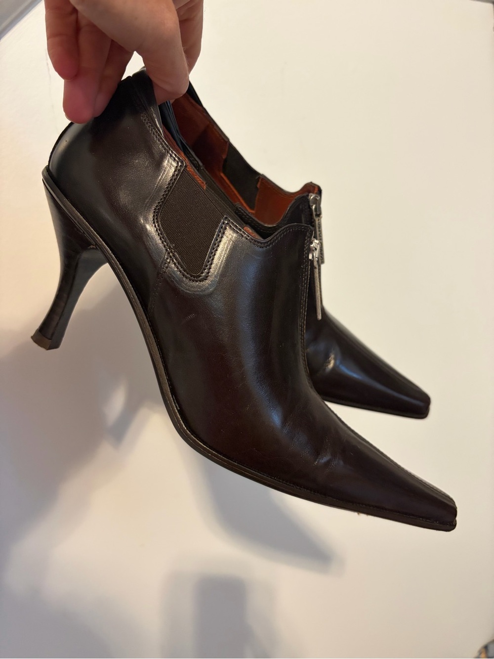 Donald J. Pliner Black Pointed Zip Ankle Heels